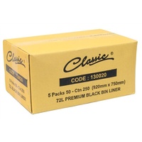 Classic 72L Bin Liners Black (Ctn250)