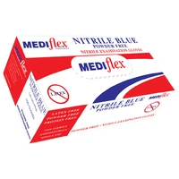 Mediflex Blue Nitrile Gloves Powder-Free Exam Box 100 Box 100[Size:Large]